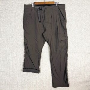 Prana Cargo Hiking Pants Convertible Zip Off Lightweight Gray 36 x30 Relaxed Fit